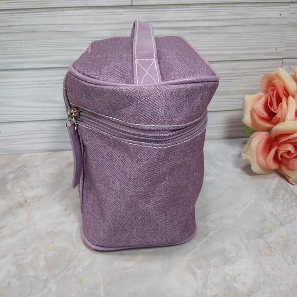 ONE Lilac Purple Cosmetic Bag Make Up Purse Travel Pouch wHandle by Estee Lauder - Picture 2 of 10